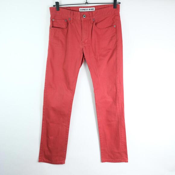 Express Men's 30x32 Rocco Slim Fit Skinny Leg Red Denim Jeans Pants - Picture 1 of 12